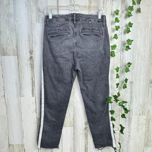 MOTHER The Shaker Prep Fray Cropped Denim Jeans in Dear Mr Black Racer Size 27 - Picture 5 of 12